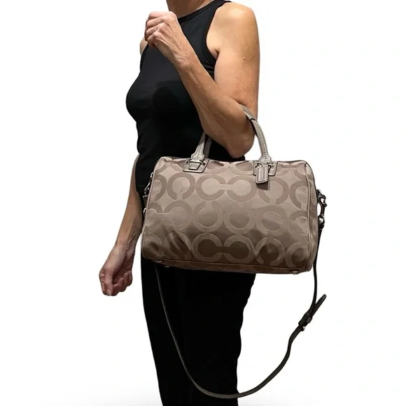 Coach Op Art Signature Sateen Taylor Convertible Satchel to Shoulder/Crossbody - Picture 10 of 10